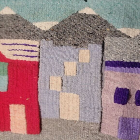 Vintage Southwestern Wool Wall Tapestry 3D Pueblo Cutout Home Decor 28x45 - Picture 7 of 16